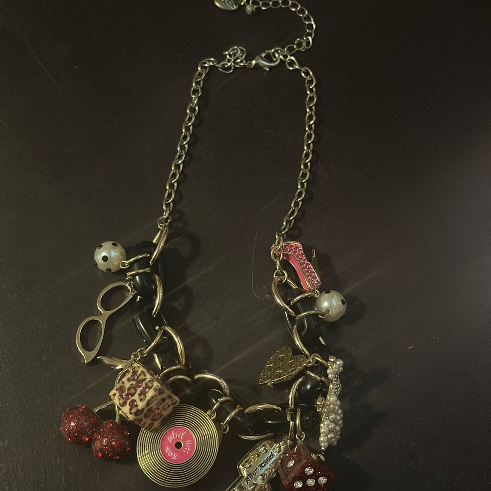 Betsey Johnson Retro Vintage Gold Charm Necklace